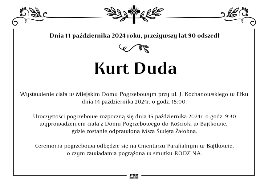 Kurt Duda - nekrolog